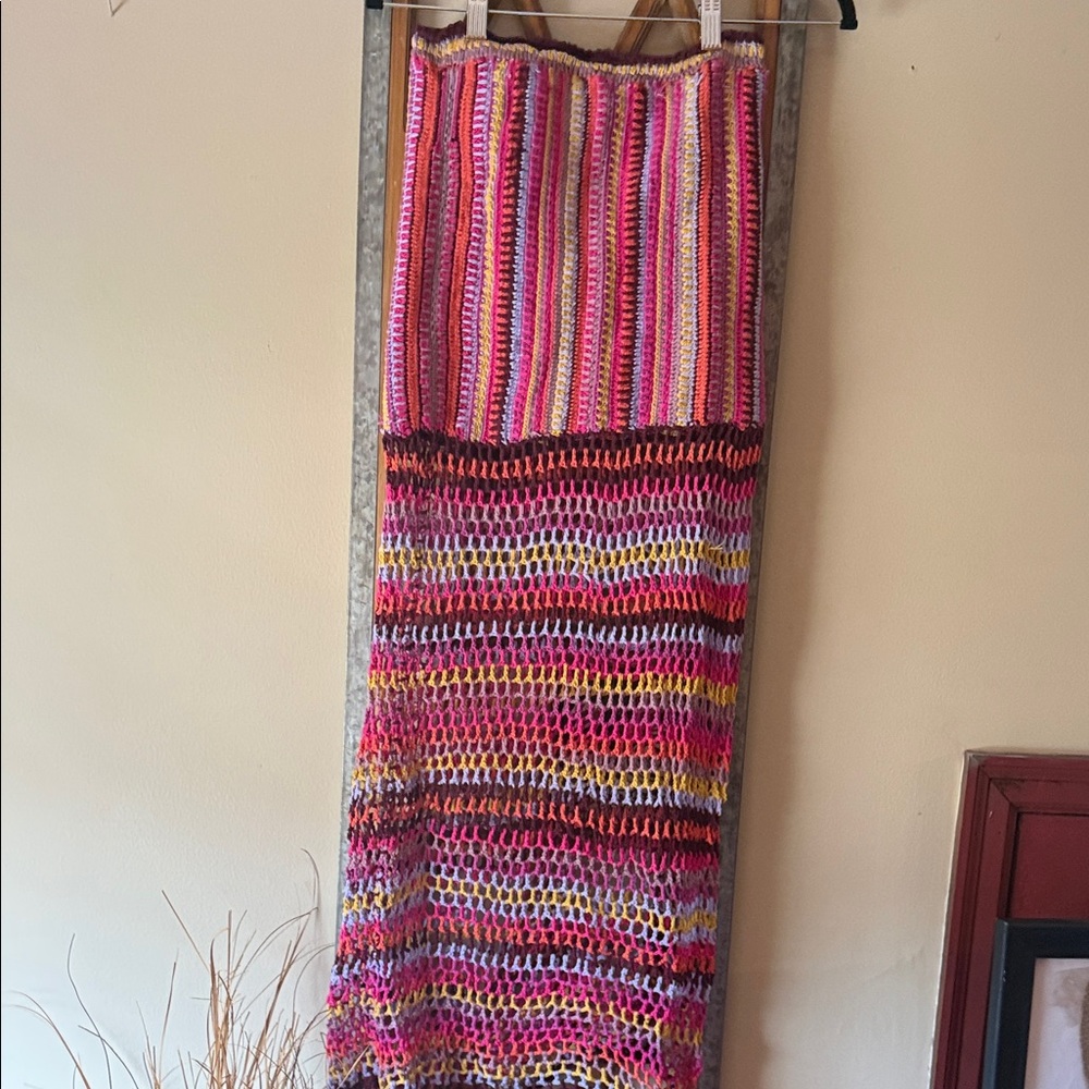Free People Colorful crocheted skirt